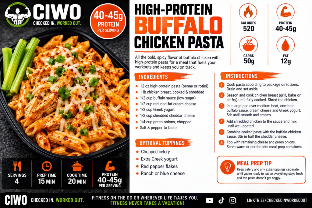 High-Protein Buffalo Chicken Pasta