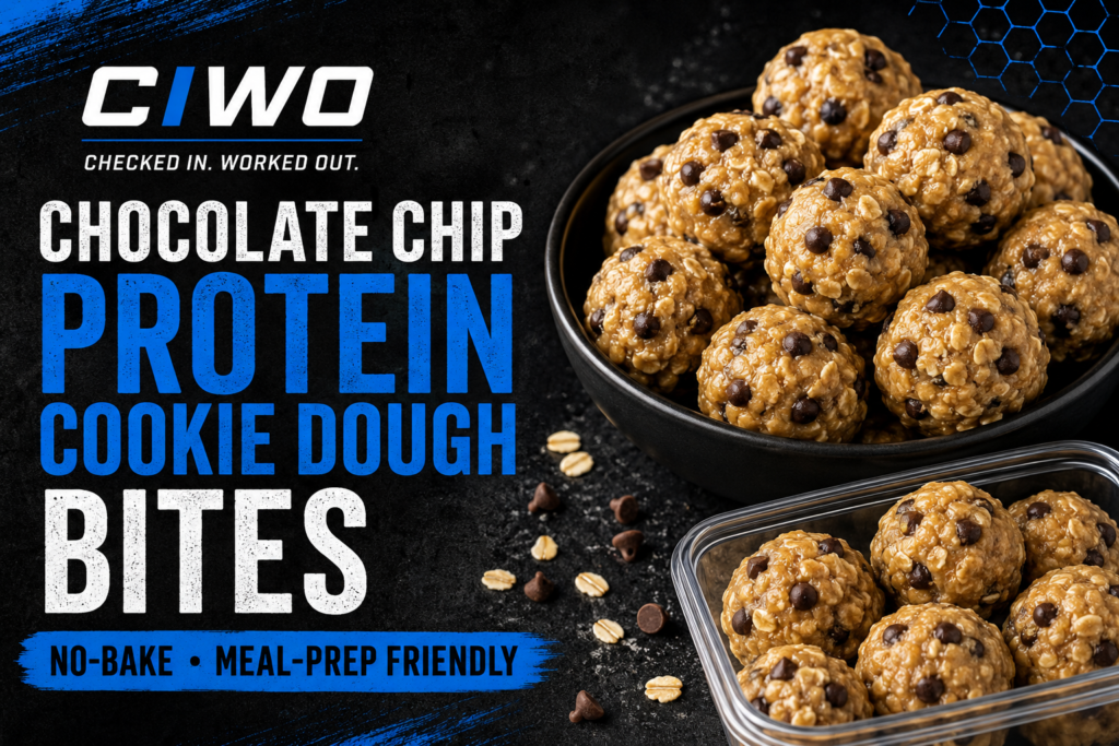 CIWO Chocolate Chip Protein Cookie Dough Bites no-bake meal-prep snack