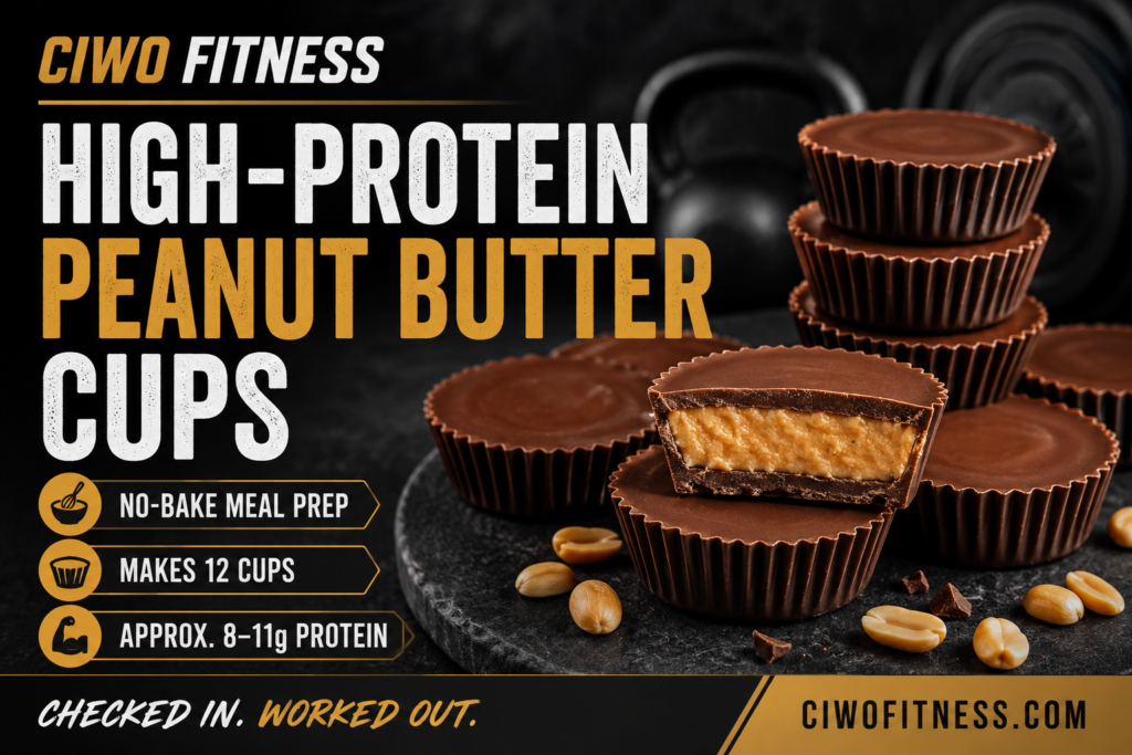 CIWO High-Protein Peanut Butter Cups with chocolate shell and creamy filling