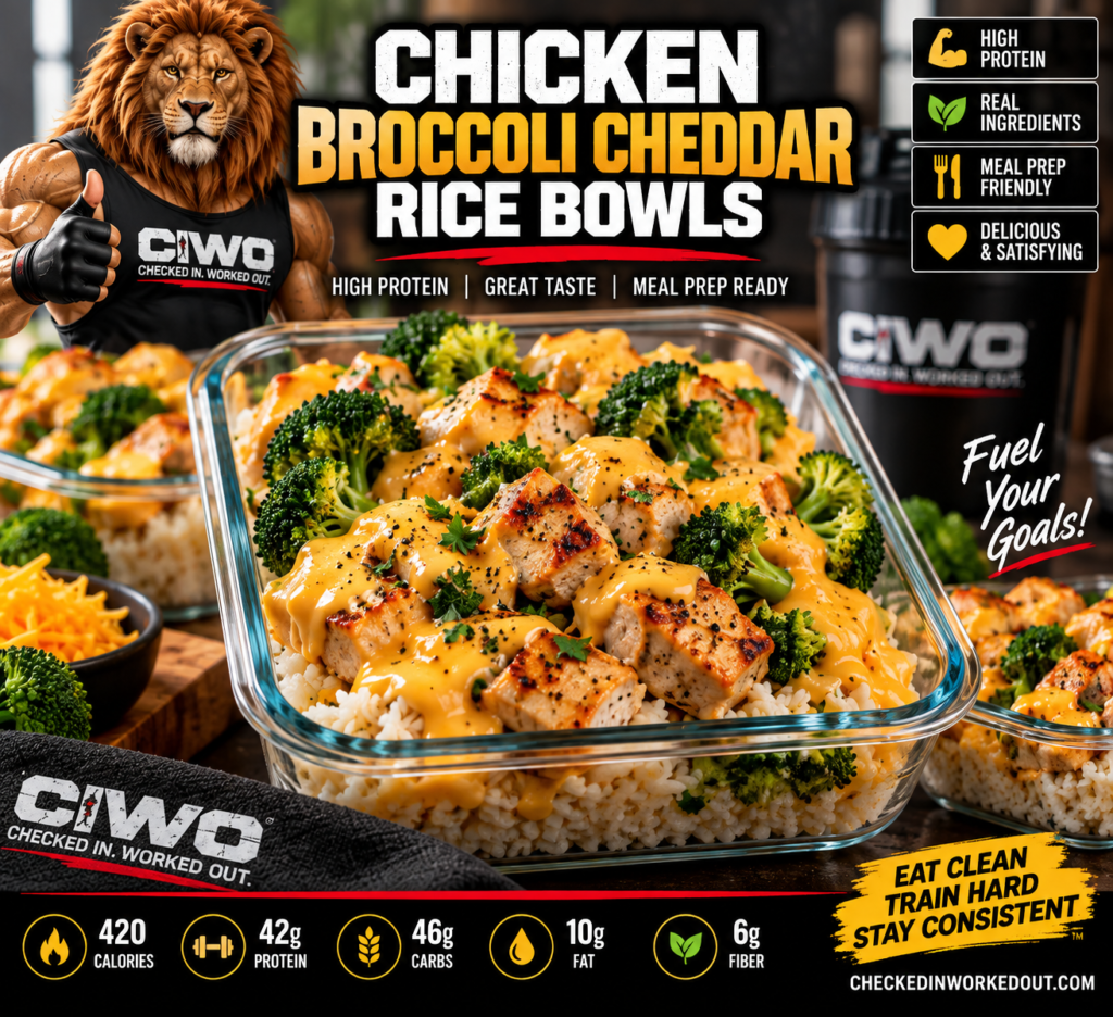 CIWO-branded Chicken Broccoli Cheddar Rice Bowls with grilled chicken breast, broccoli, rice and cheddar sauce