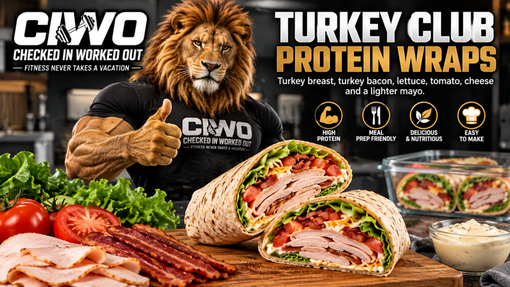Turkey Club Protein Wraps with turkey breast, turkey bacon, lettuce, tomato, reduced-fat cheese and lighter mayo