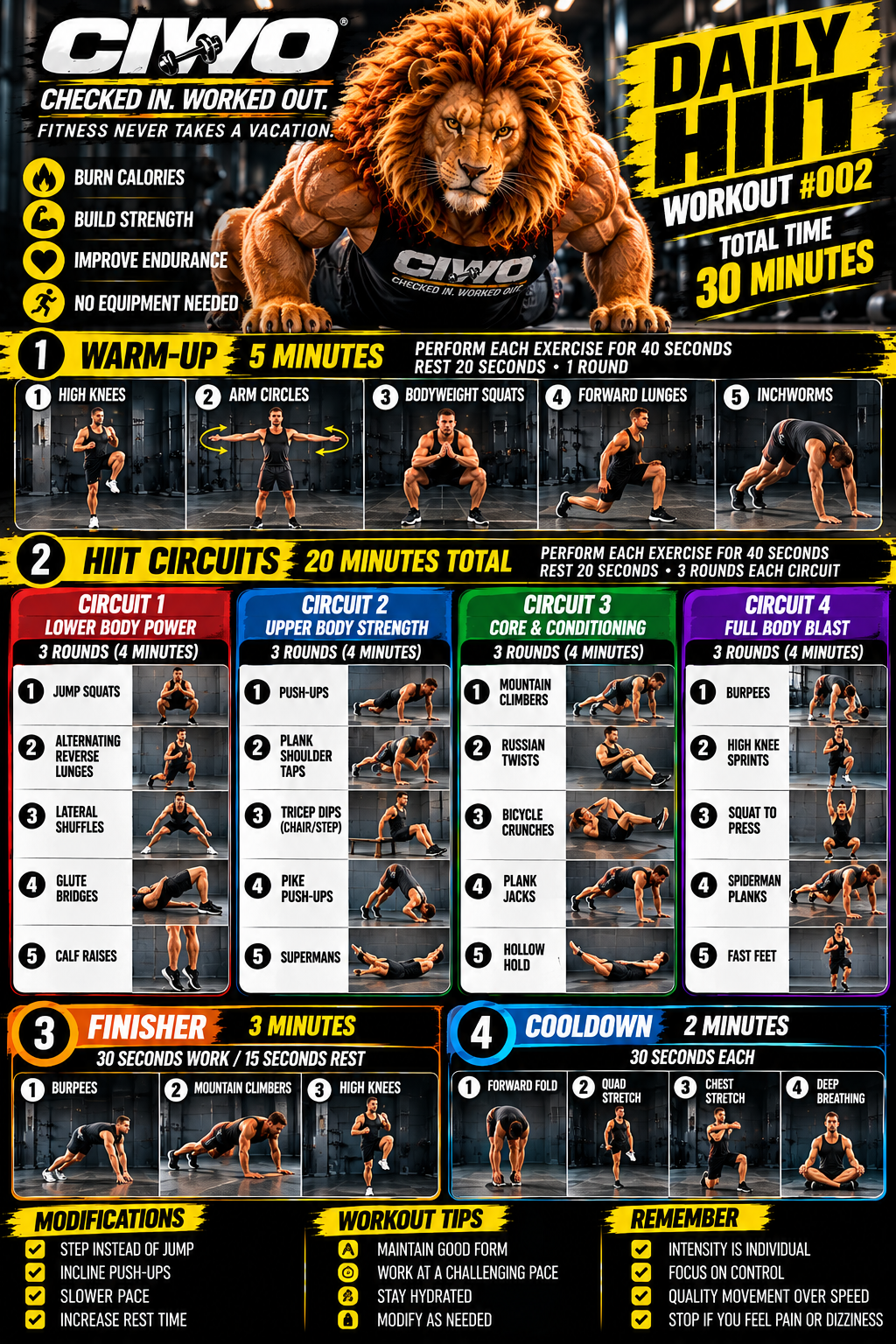 Daily HIIT Workout #002: 30-Minute Full Body Conditioning